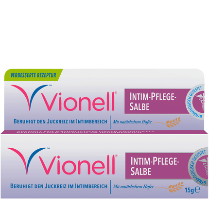 Vorderseite von Vionell Intim-Pflege-Salbe mit Hafer