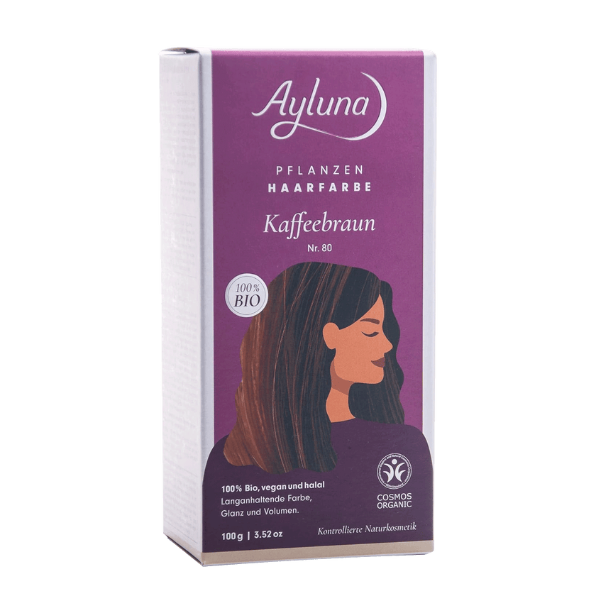 Vorderseite von Ayluna Pflanzenhaarfarbe 80 Kaffeebraun