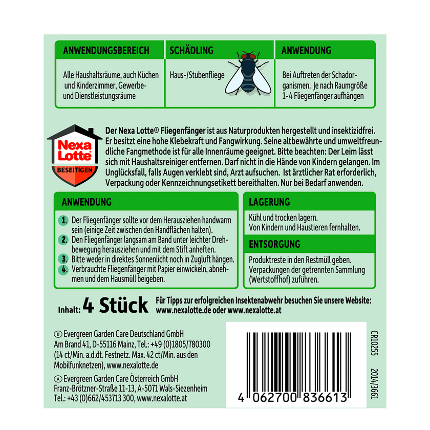Rückseite von Nexa Lotte Fliegenfänger - 4 Stück
