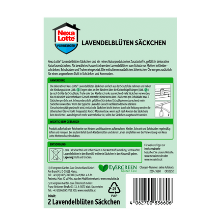 Rückseite von Nexa Lotte Lavendelblüten Säckchen - 2 Stück