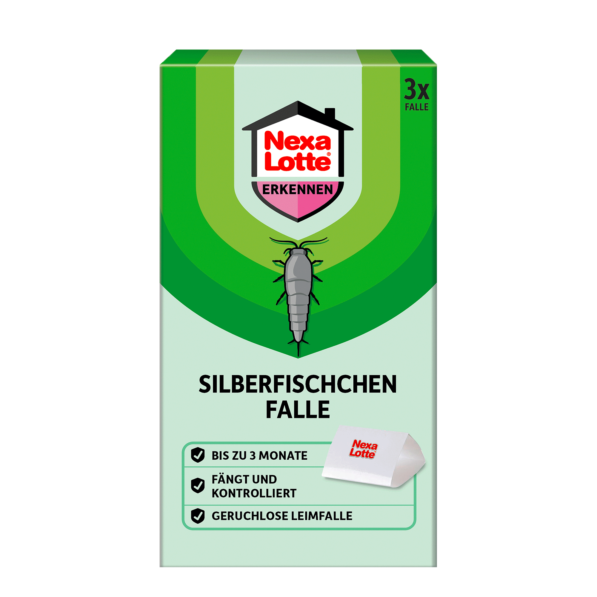 Vorderseite von Nexa Lotte Silberfischchen-Falle - 3 Stück