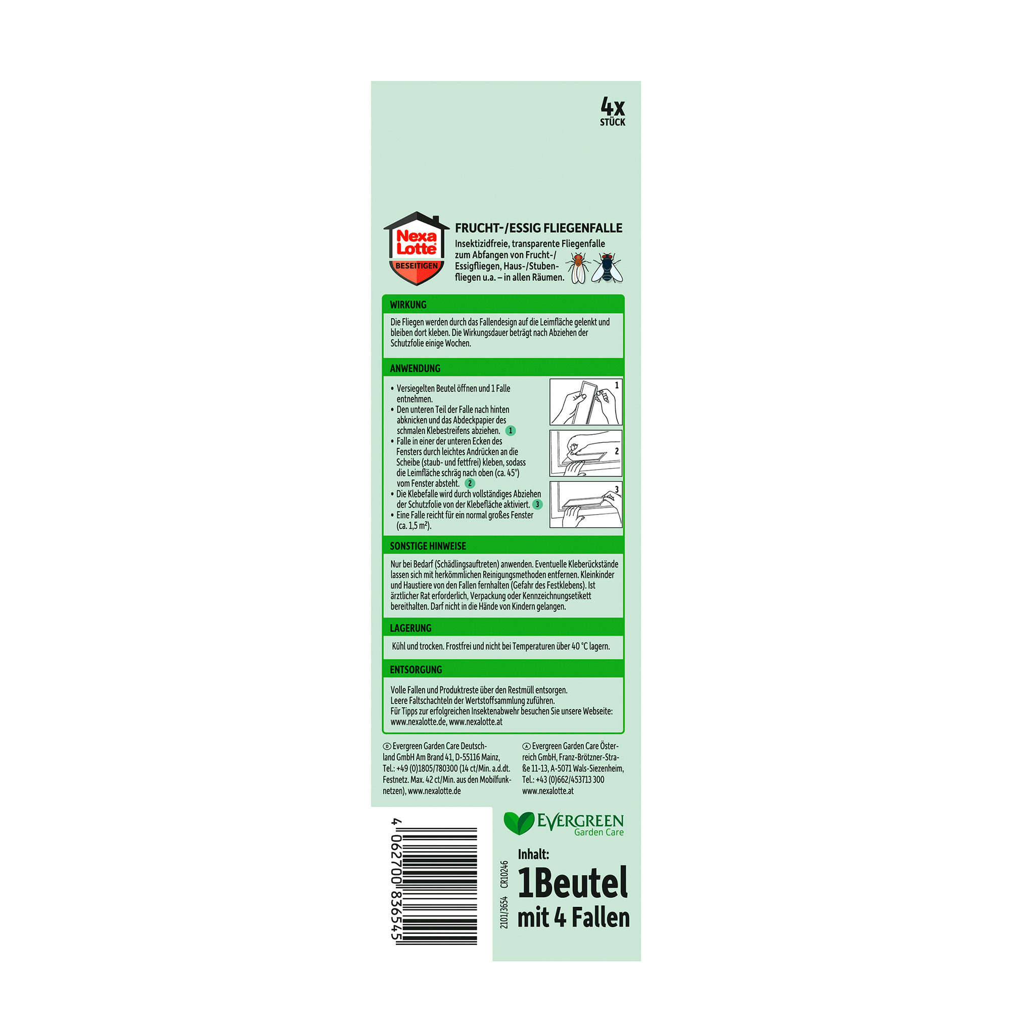Rückseite von Nexa Lotte Frucht-/Essig Fliegenfalle
