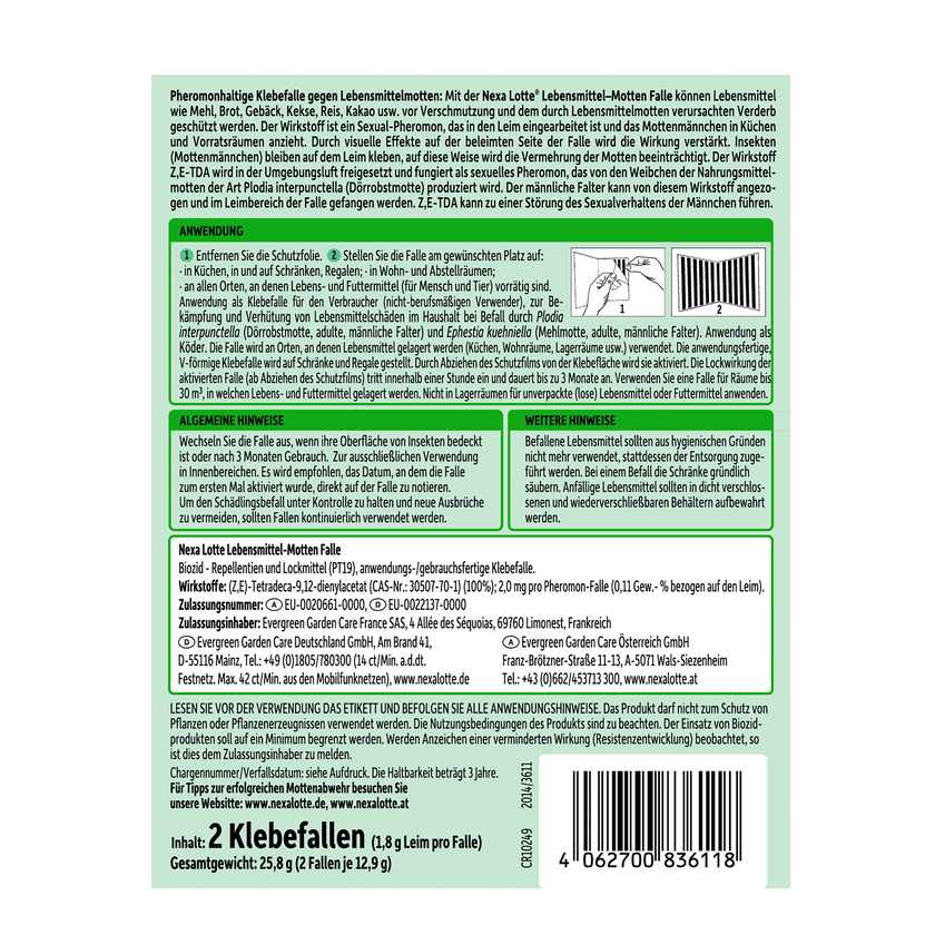 Rückseite von Nexa Lotte Lebensmittel-Motten Falle - 2 Stück