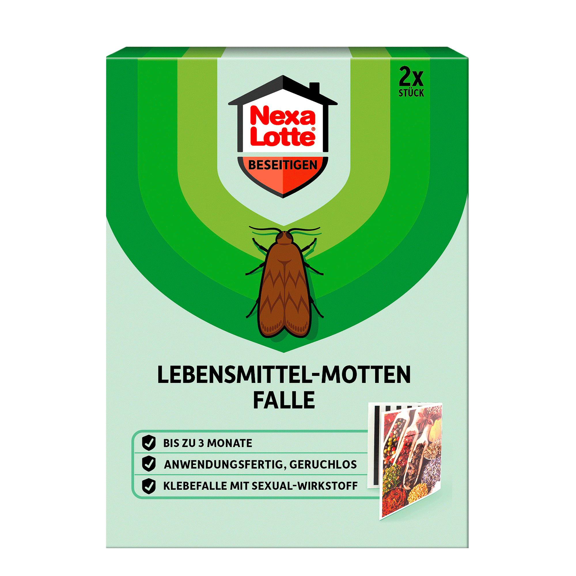 Vorderseite von Nexa Lotte Lebensmittel-Motten Falle - 2 Stück