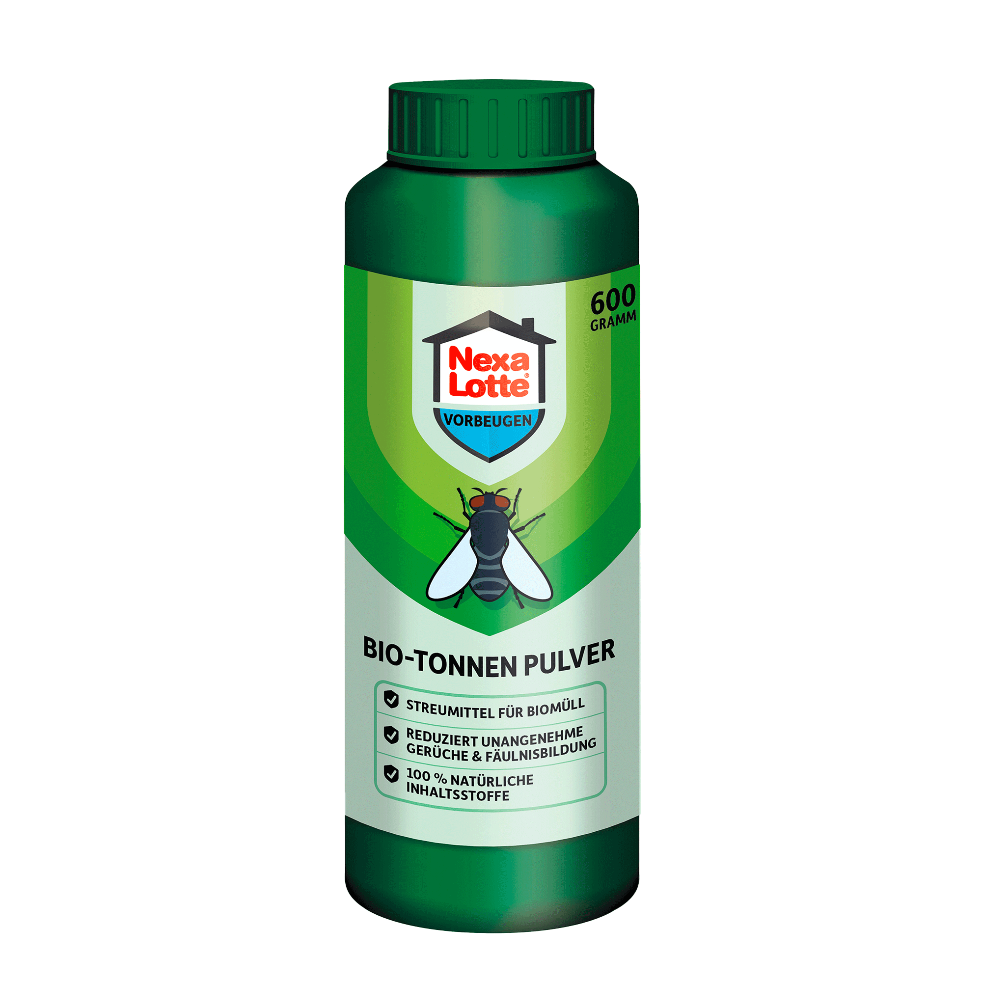 Vorderseite der Verpackung von Nexa Lotte Bio-Tonnen Pulver mit Drehverschluss