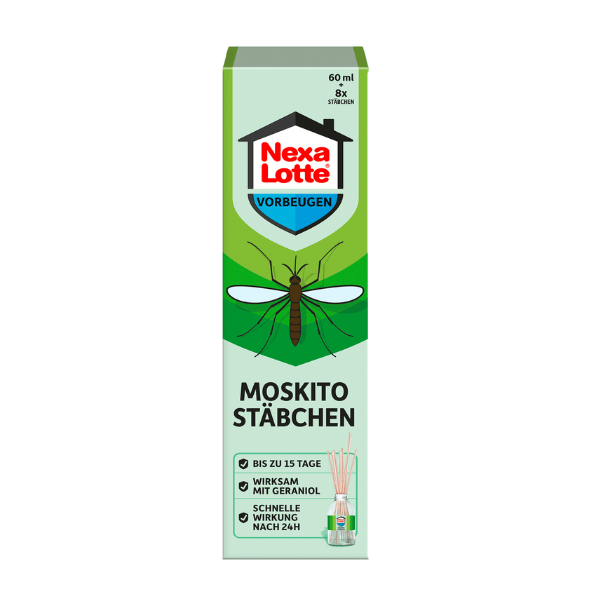 Vorderseite von Nexa Lotte Moskito Stäbchen - 60ml, 8 Stäbchen