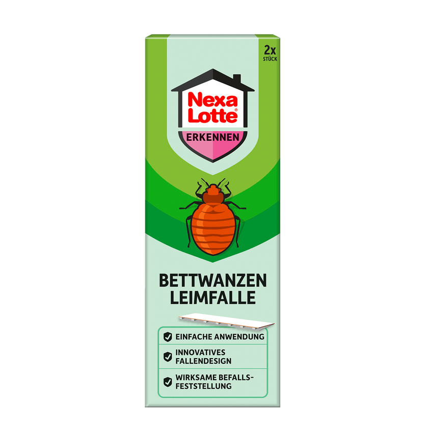 Vorderseite der Verpackung Nexa Lotte Bettwanzen Leimfalle - 2 Stück