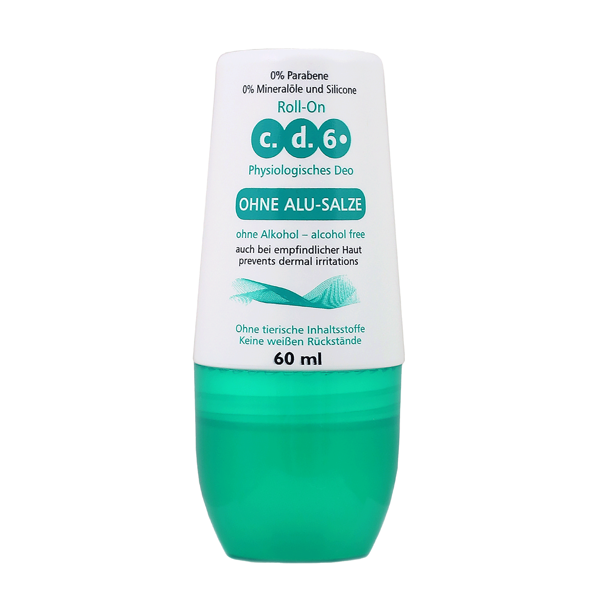 Vorderseite von c.d.6 Deo Roll-On ohne Alusalze