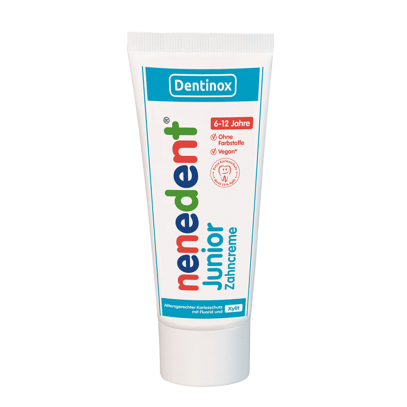 Vorderseite der Tube nenedent® Junior-Zahncreme - 75ml