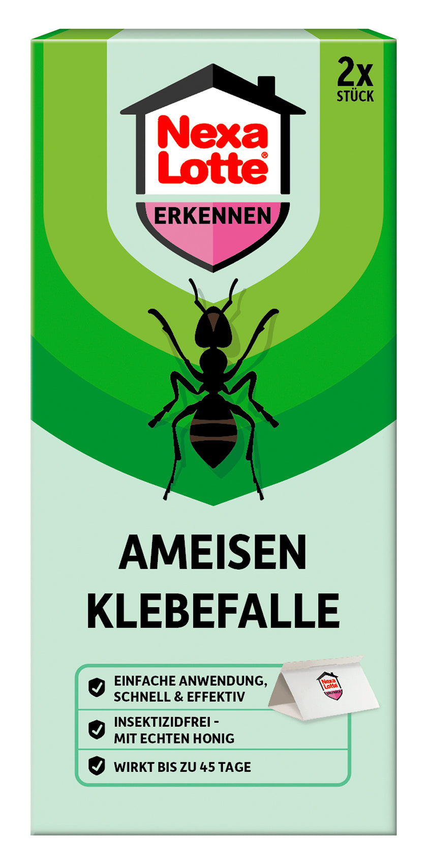 Vorderseite der Verpackung von Nexa Lotte Ameisen Klebefalle - 2 Stück