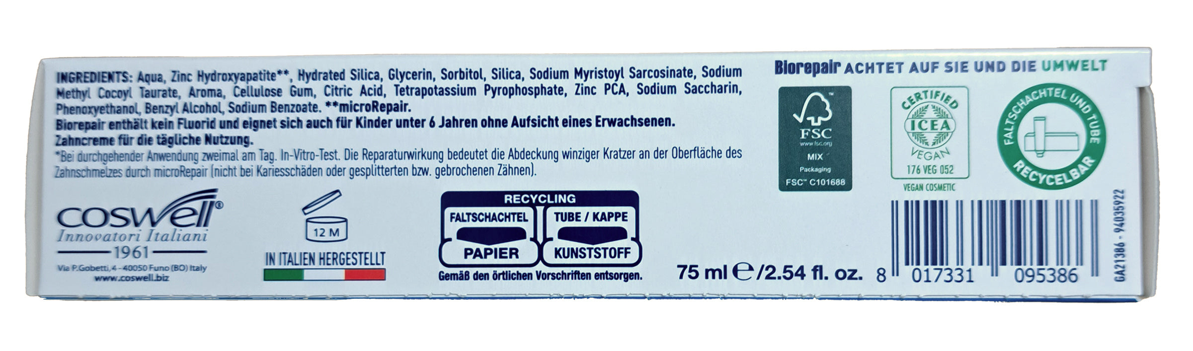 Biorepair Zahncreme - back1