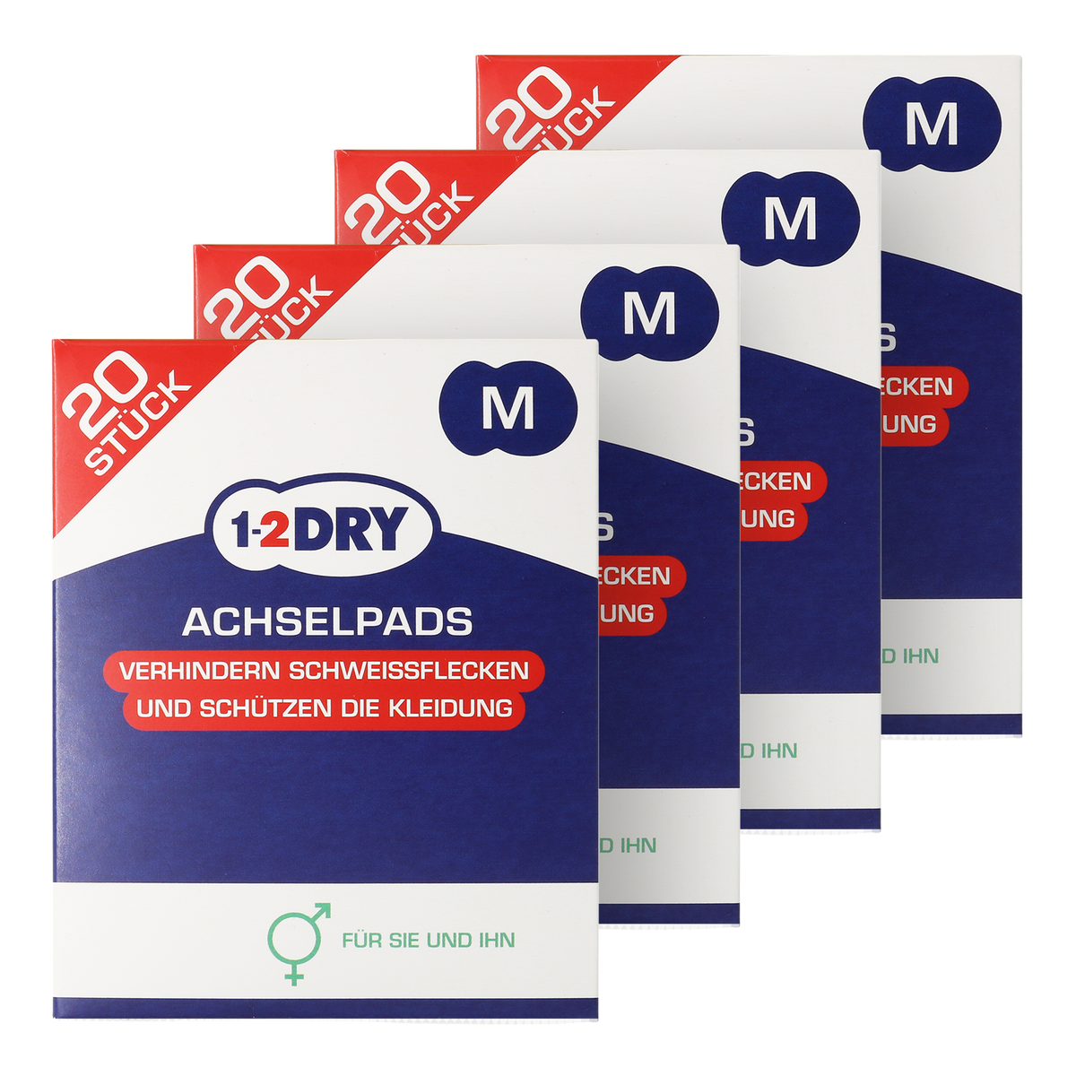 Vorderseite von 1-2DRY Achselpads medium weiß - 20 Stück