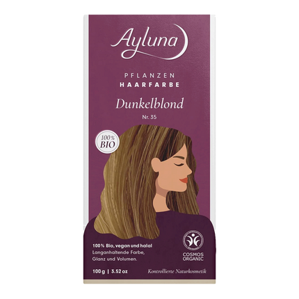 Vorderseite von Ayluna Pflanzenhaarfarbe 35 Dunkelblond