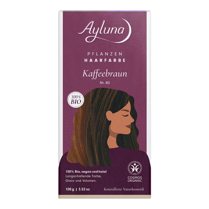 Vorderseite von Ayluna Pflanzenhaarfarbe 80 Kaffeebraun