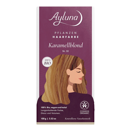 Vorderseite von Ayluna Pflanzenhaarfarbe 30 karamelblond