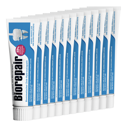 Vorderseite von Biorepair Karies-Prophylaxe und Zahnschmelzschutz – 12 x 75ml