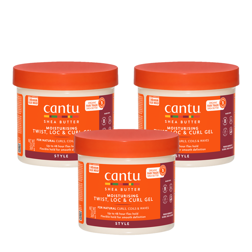Vorderseiten von drei Cantu Moisturizing Twist & Lock