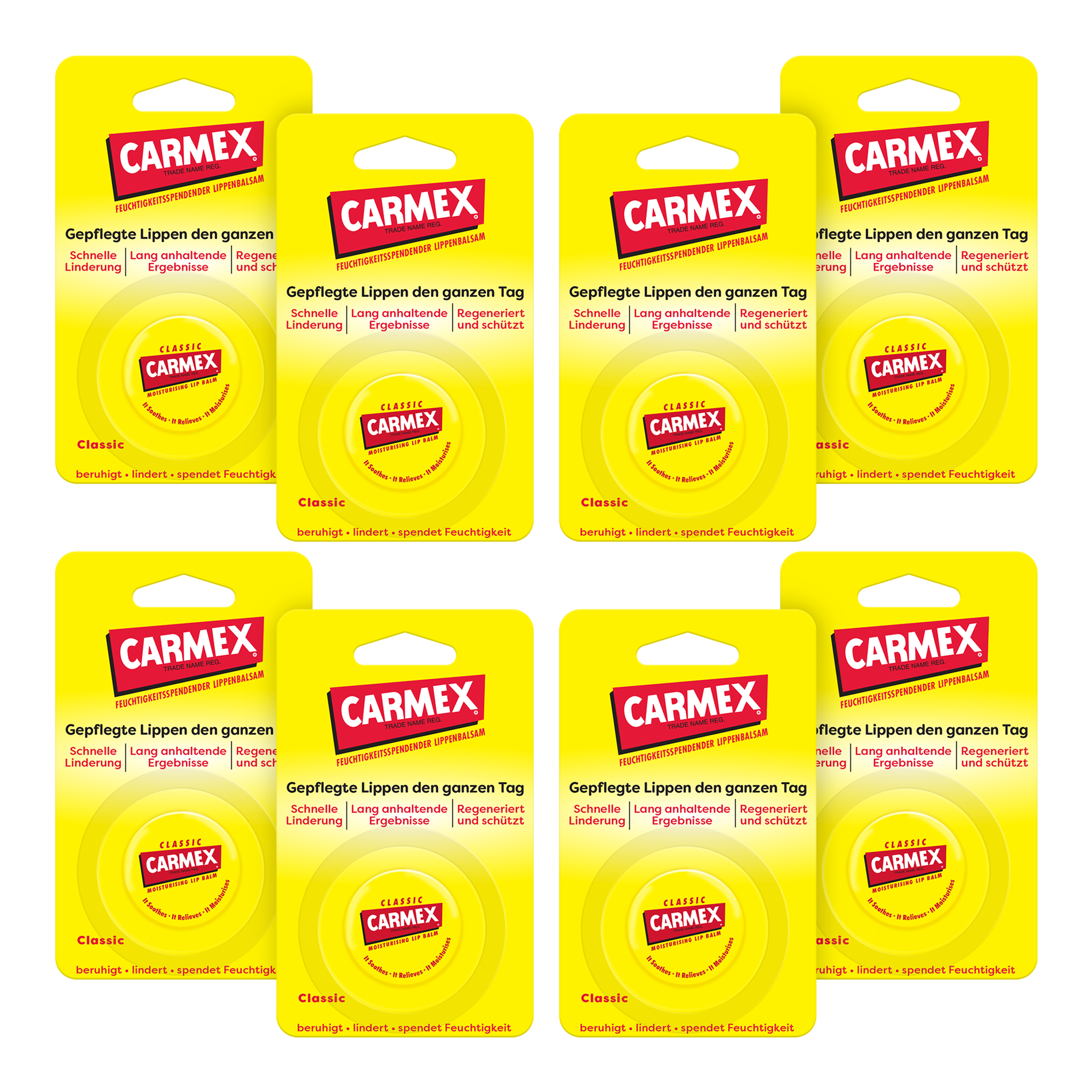 Vorderseite von Carmex Classic Tiegel - 8 x 7,5g