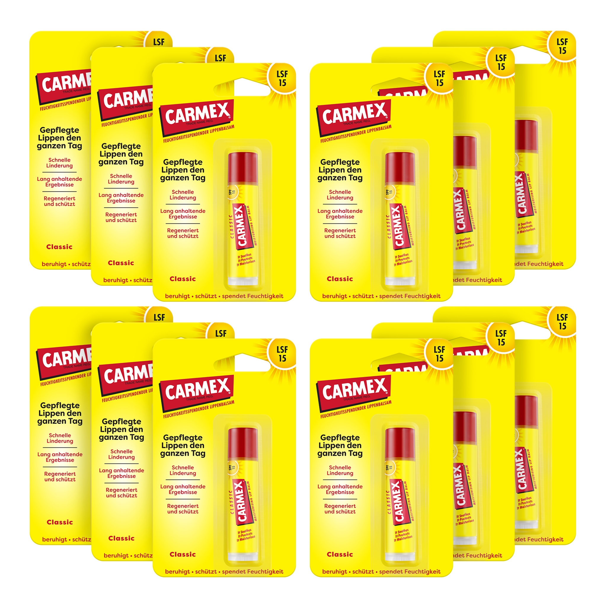Vorderseite von Carmex Classic Stick - 12 x 4,25g