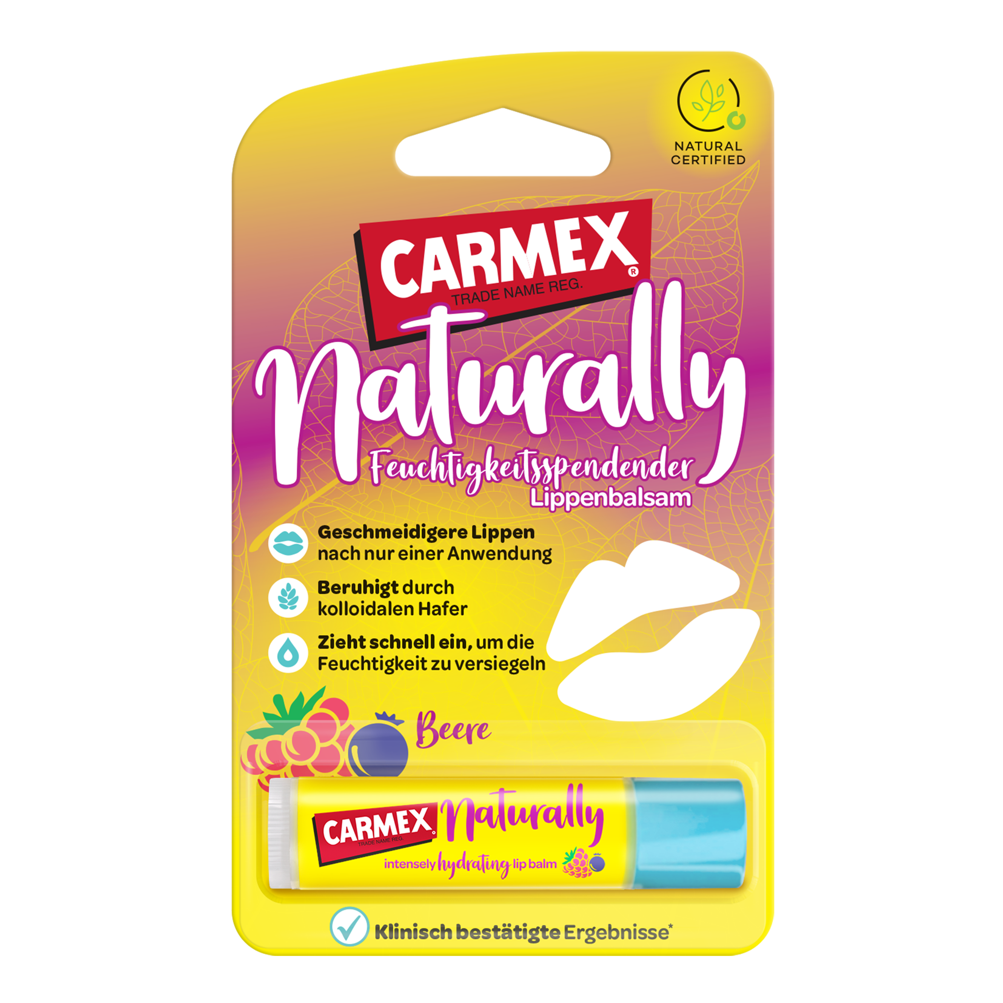 Vorderseite von Carmex Naturally Stick Beere