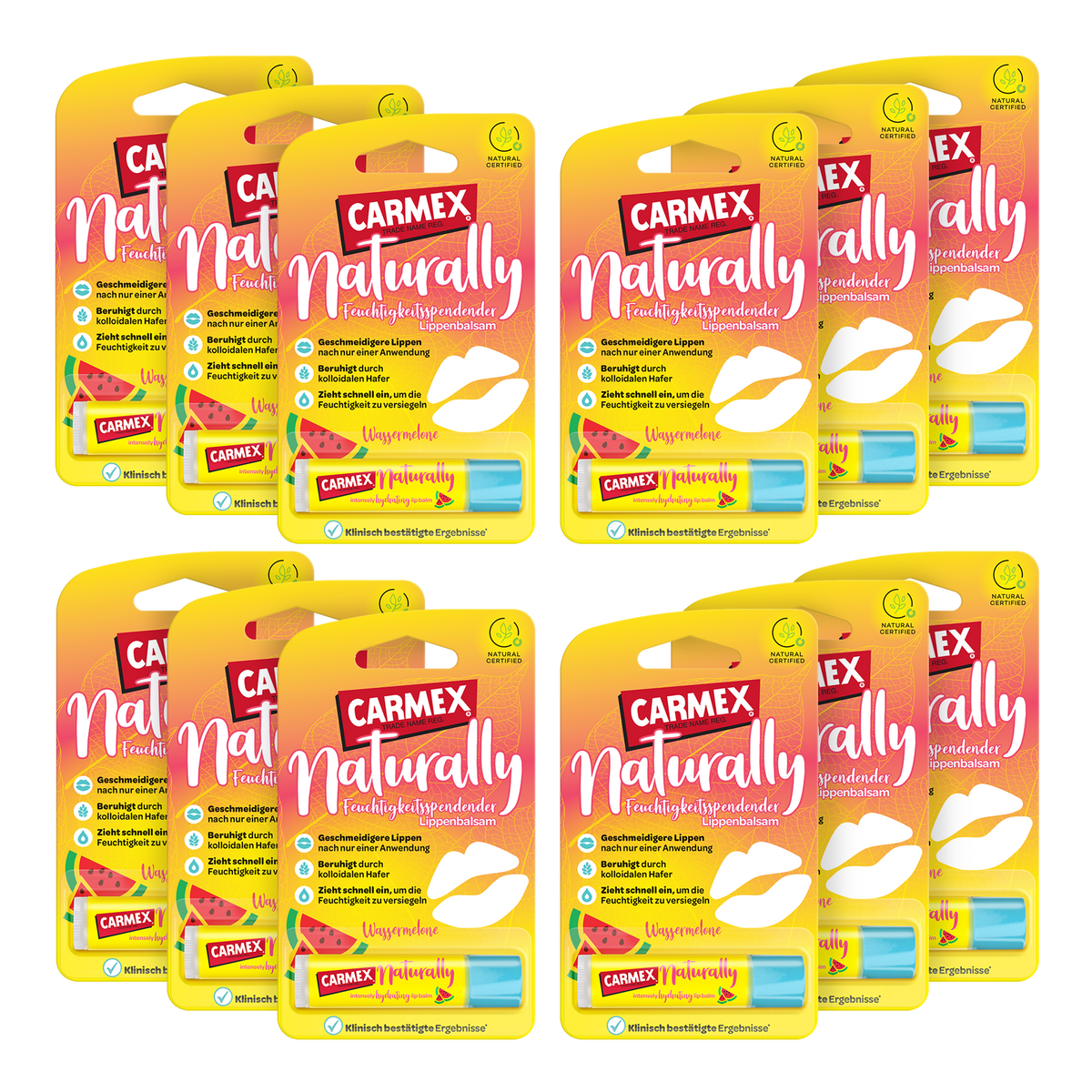 Vorderseite von Carmex Naturally Stick Wassermelone