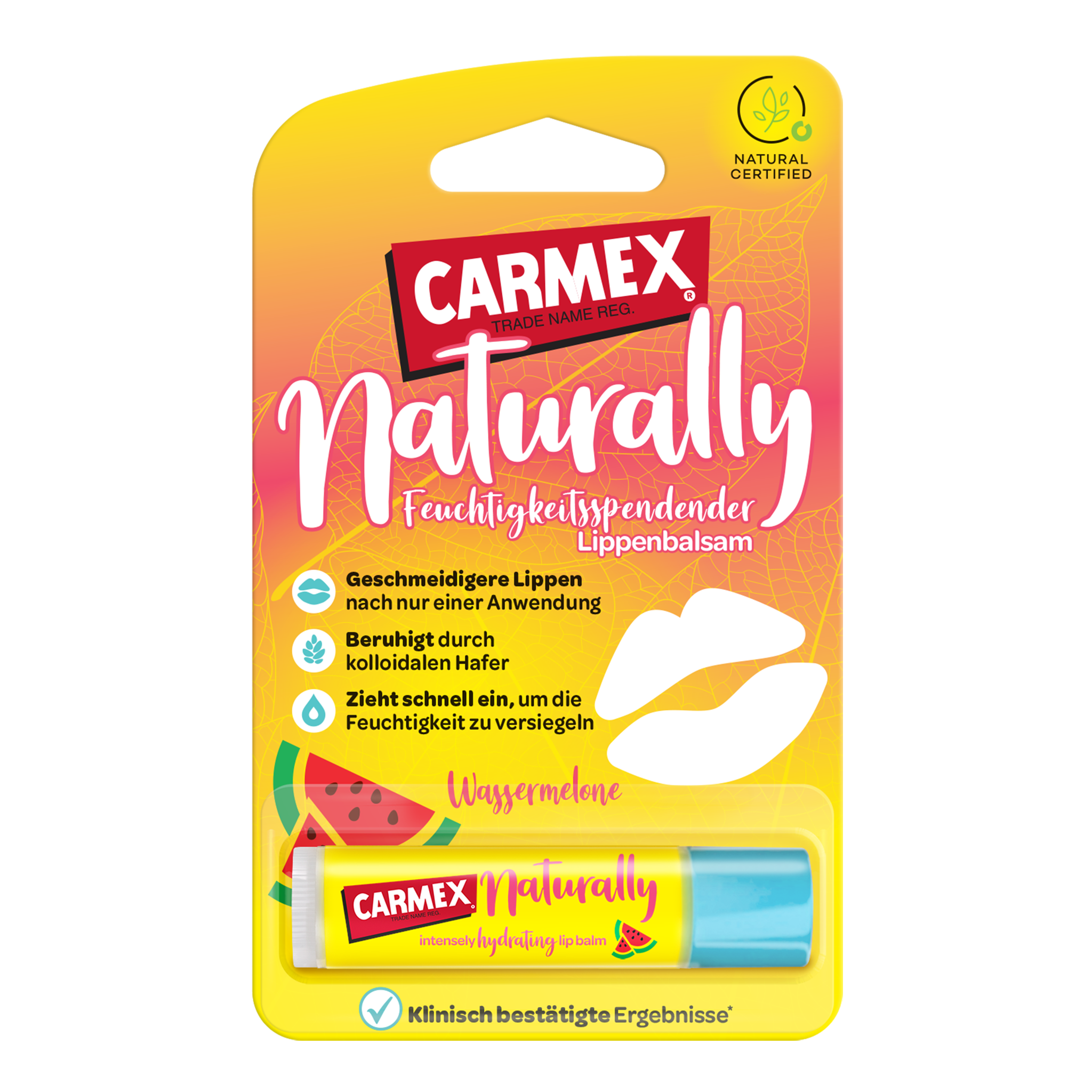 Vorderseite von Carmex Naturally Stick Wassermelone