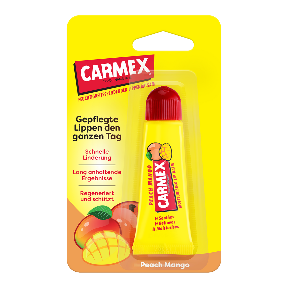 Vorderseite von Carmex Peach Mango Tube