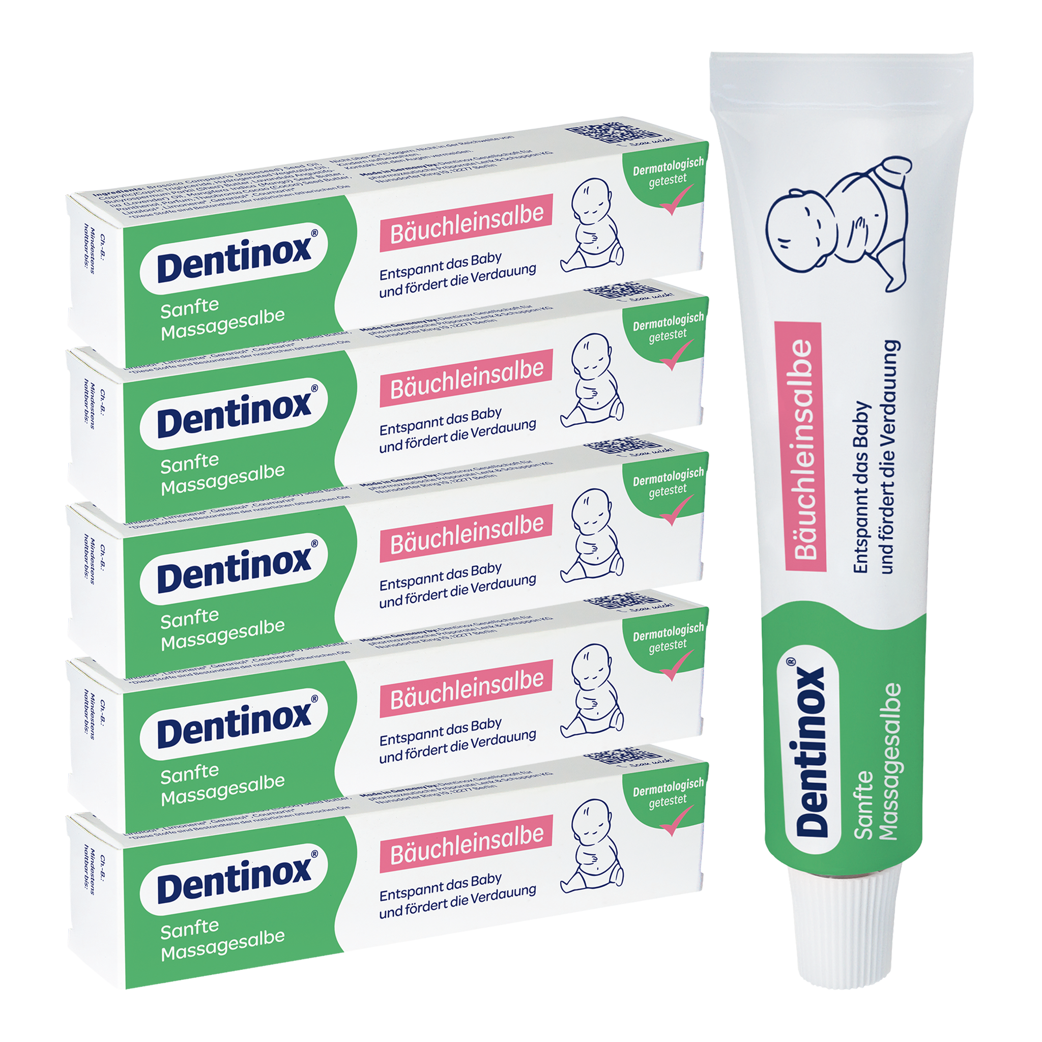Vorderseite von Dentinox Bäuchleinsalbe