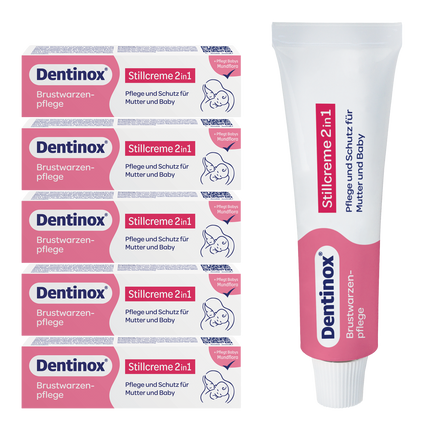 Vorderseite von Dentinox Stillcreme 2in1 - 30ml - 6x30ml