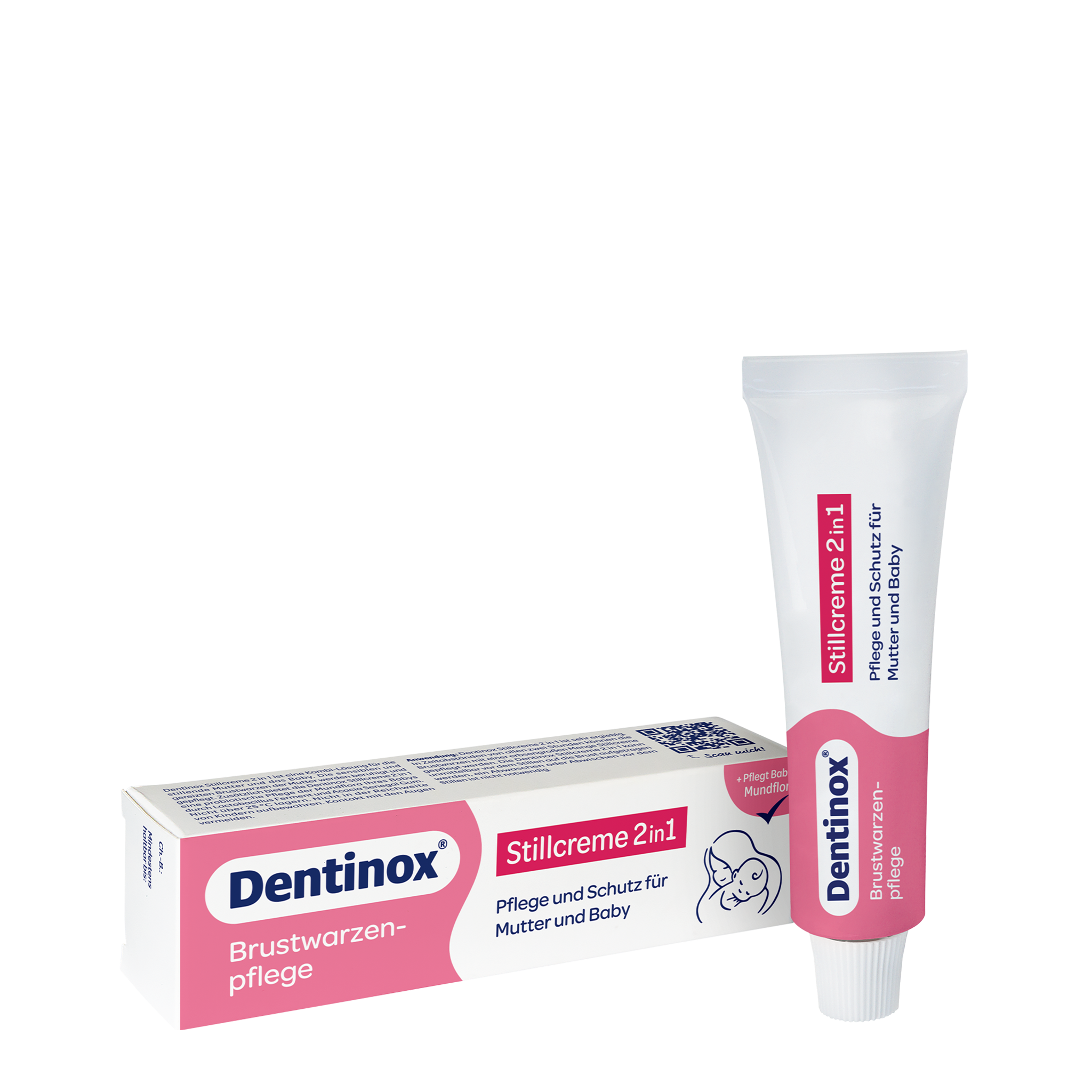 Vorderseite von Dentinox Stillcreme 2in1 Brustwarzenpflege