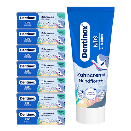 Vorderseite von Dentinox Zahncreme Mundflora Kids
