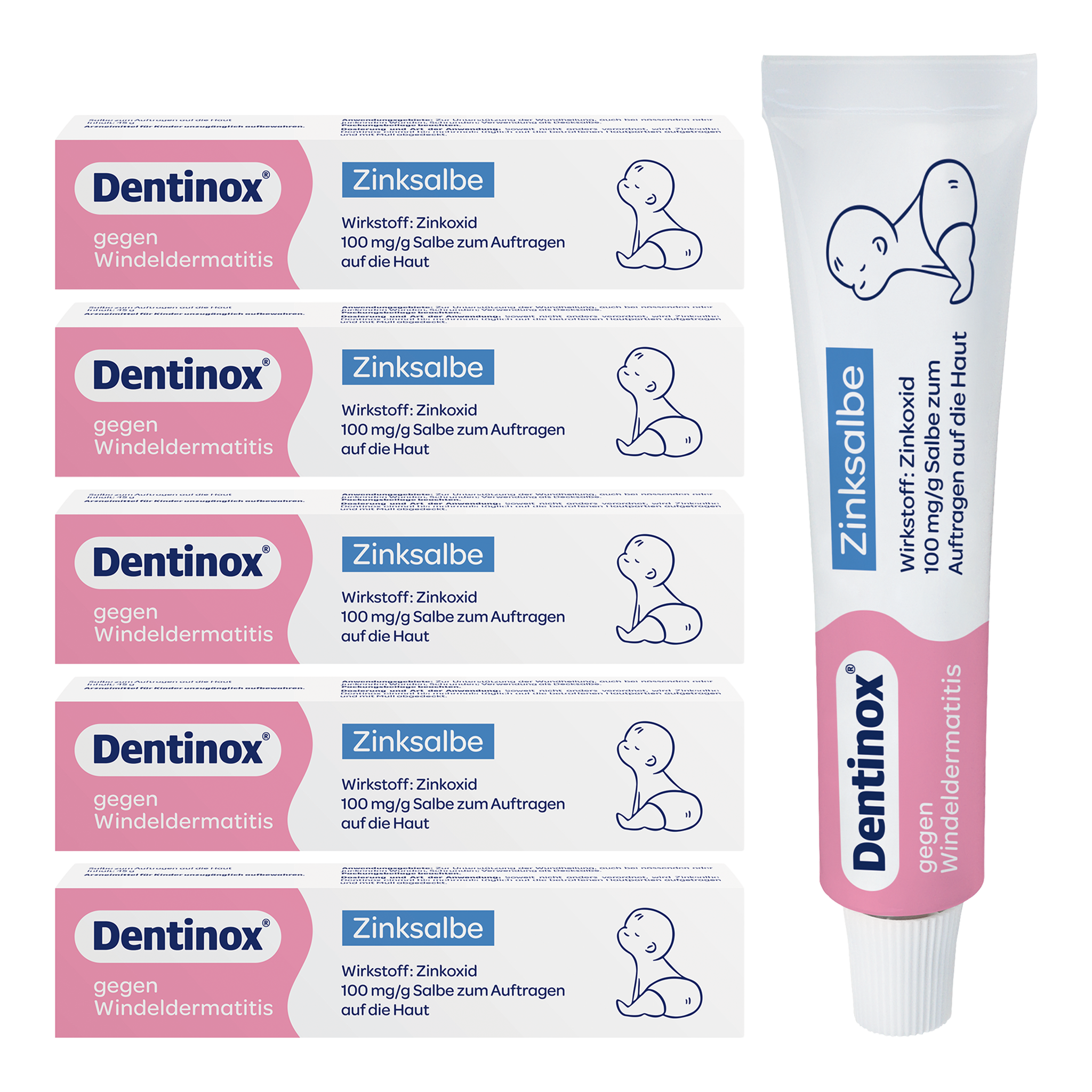 Vorderseite von Dentinox Zinksalbe – 6x45g