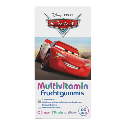 Vorderseite von Disney Multivitamin-Fruchtgummis Cars