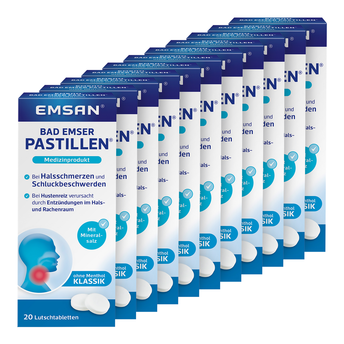 Vorderseite von EMSAN Bad Emser Pastillen ohne Menthol