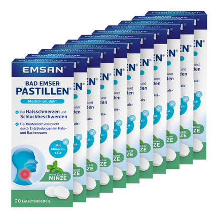 Vorderseite von EMSAN Bad Emser Pastillen ohne Zucker Minze