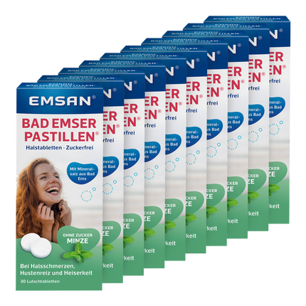 Vorderseite von EMSAN Bad Emser Pastillen ohne Zucker Minze