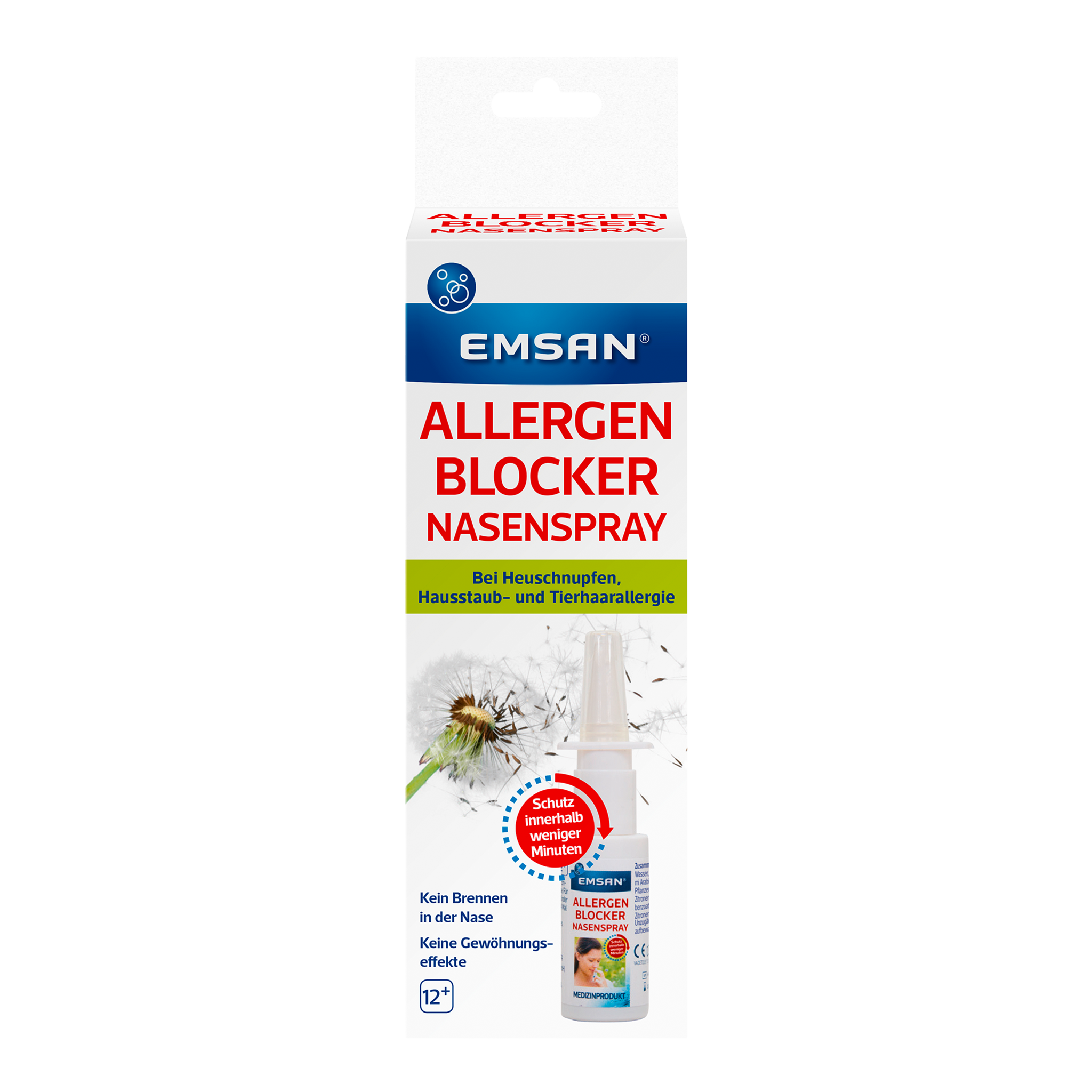 Vorderseite von EMSAN Allergenblocker Nasenspray Eurolochung