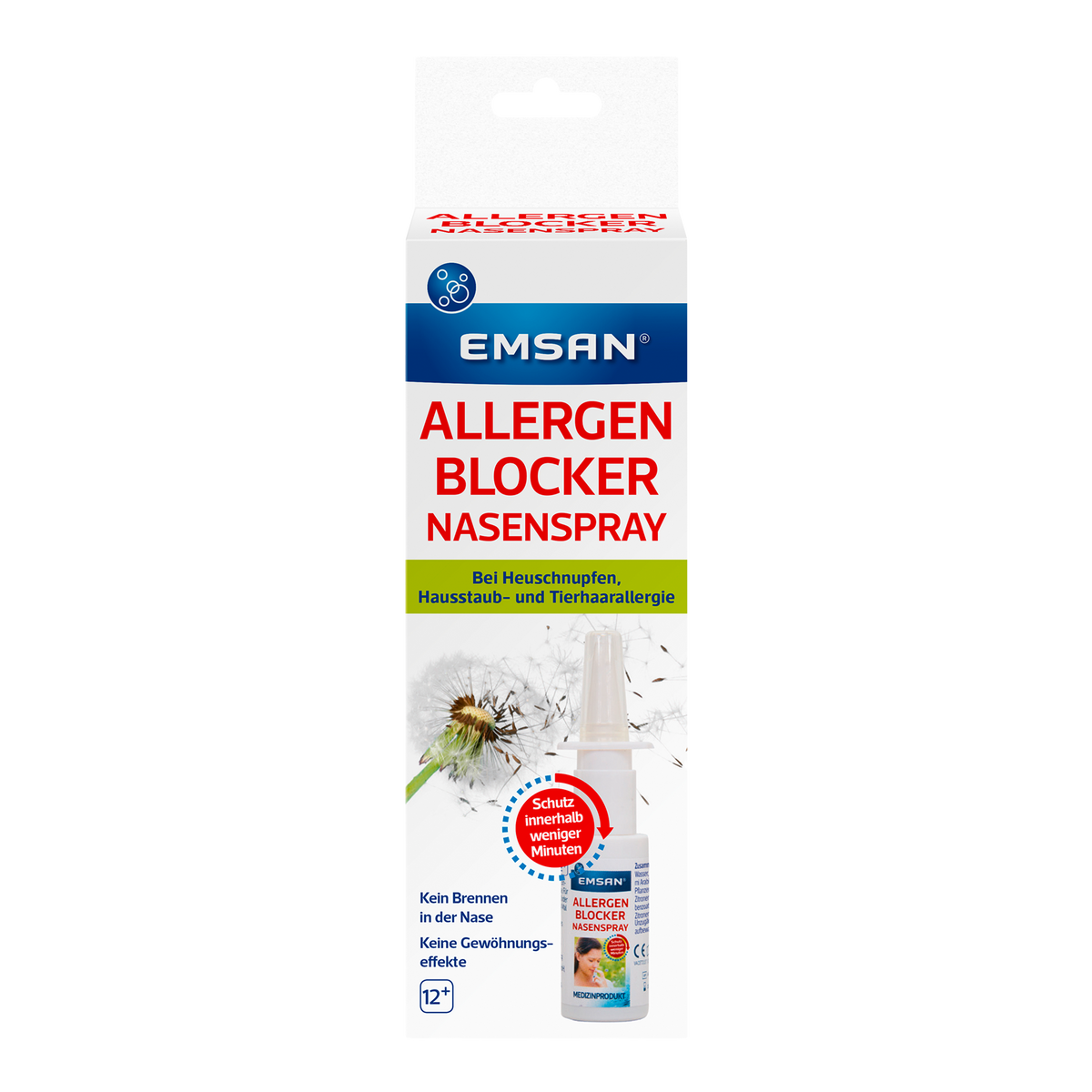 Vorderseite von EMSAN Allergenblocker Nasenspray Eurolochung