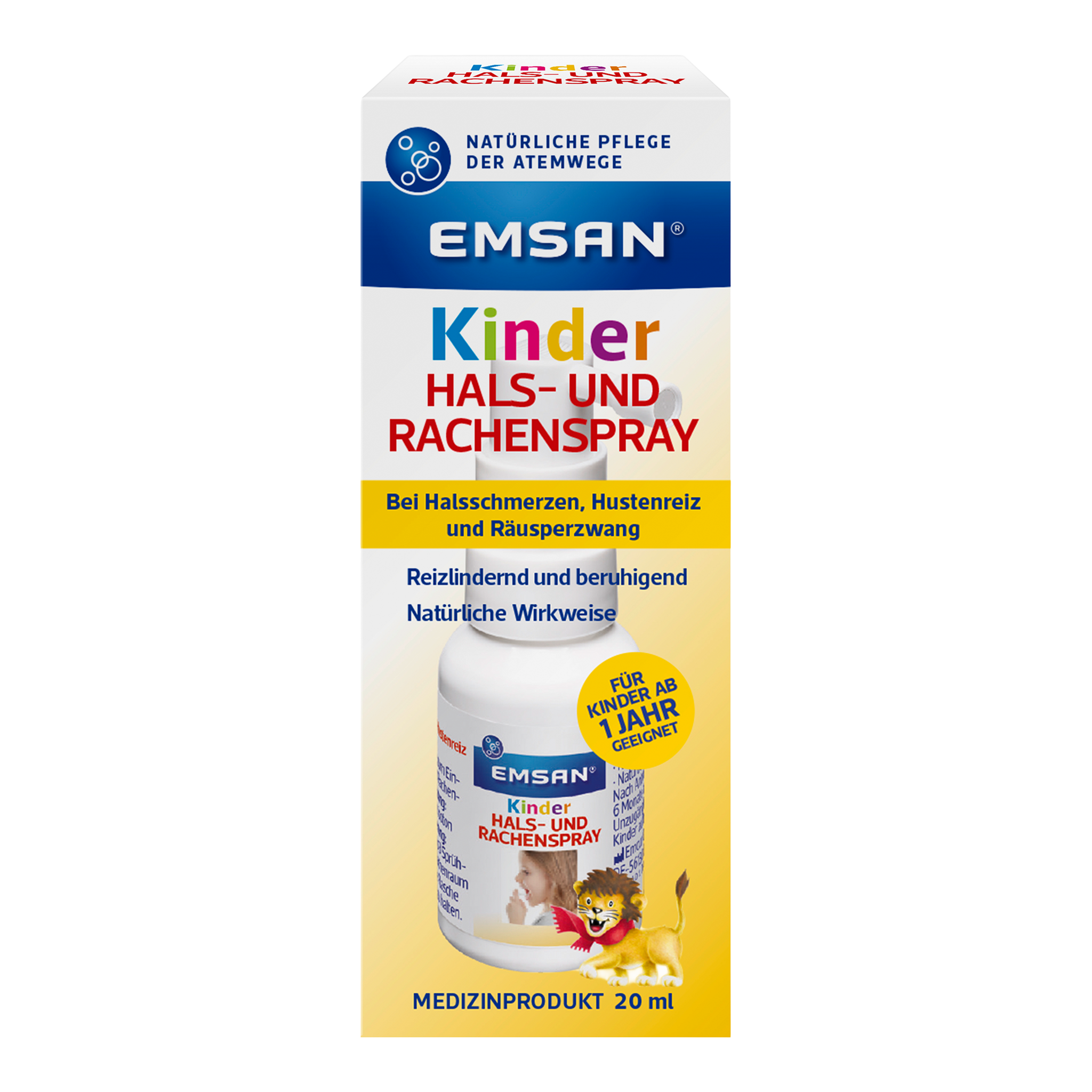 Vorderseite von EMSAN Kinder Hals- und Rachenspray