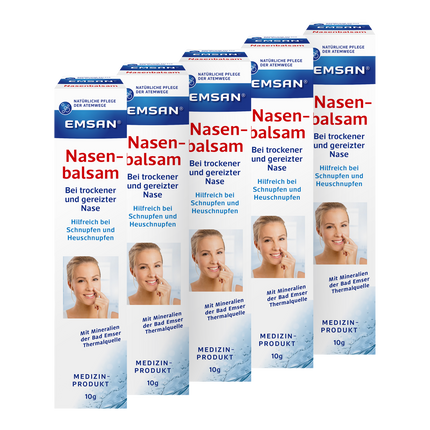 Vorderseite von EMSAN Nasenbalsam bei trockener und gereizter Nase
