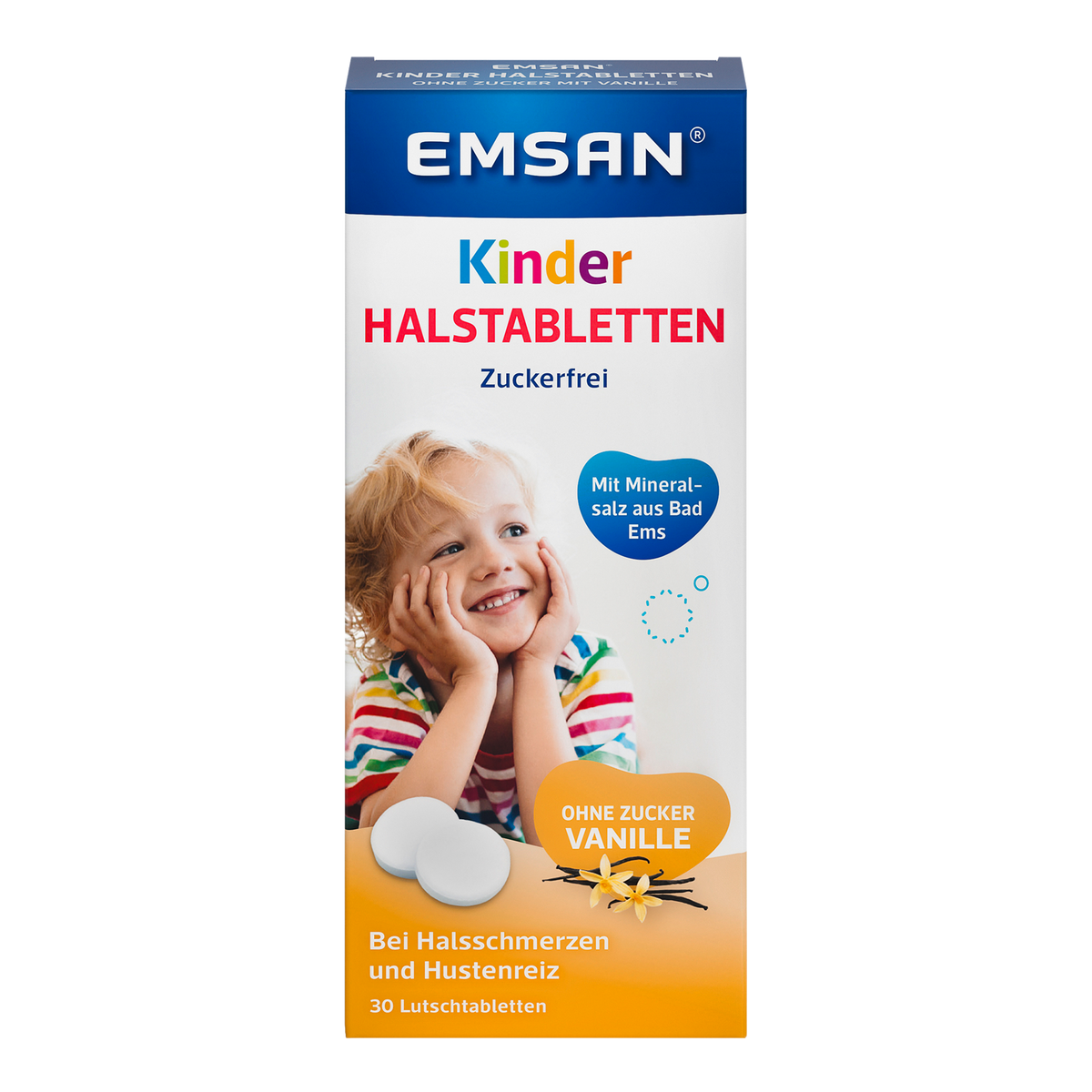EMSAN® Kinderhalstabletten ohne Zucker Vanille-10x30