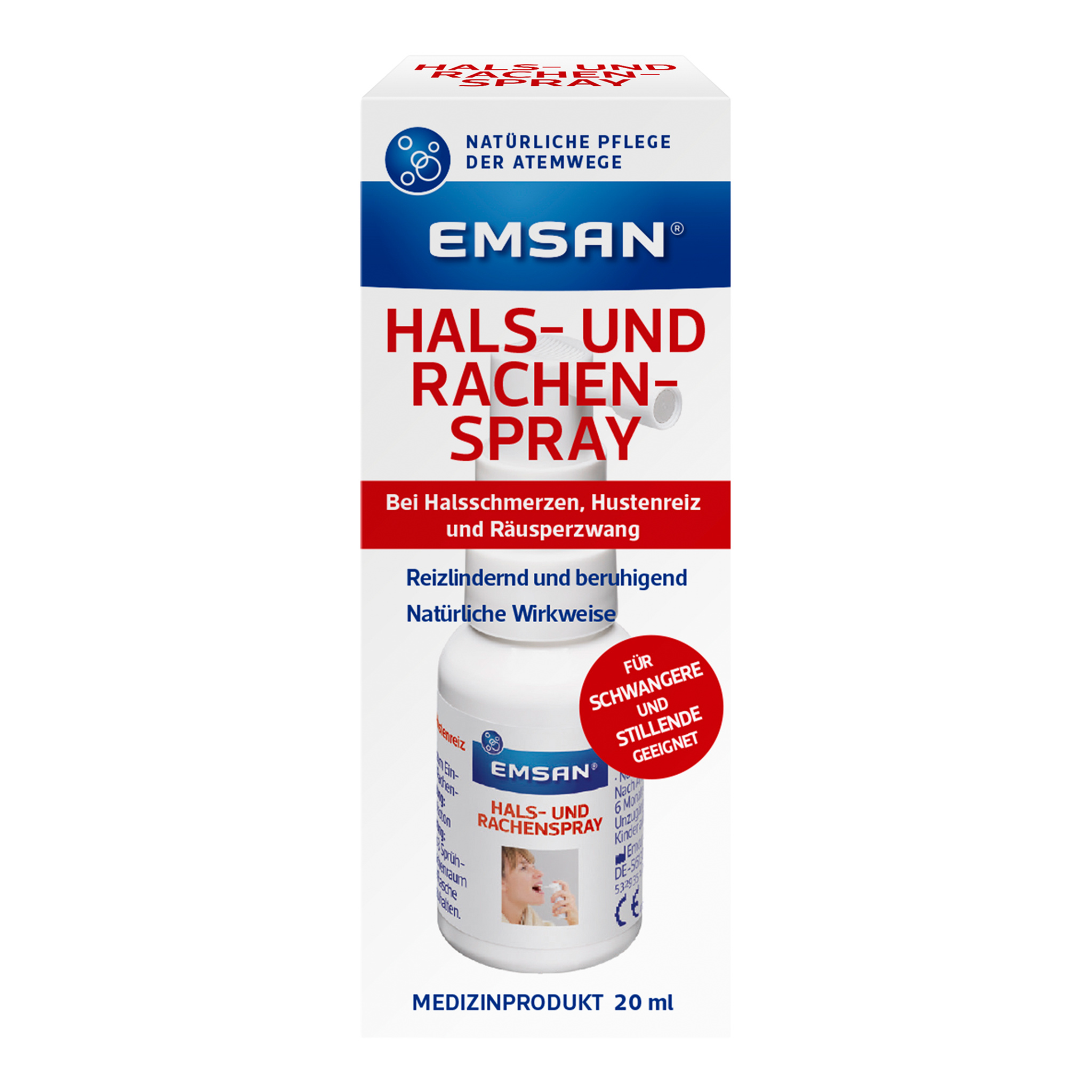 Vorderseite von EMSAN Hals- und Rachenspray