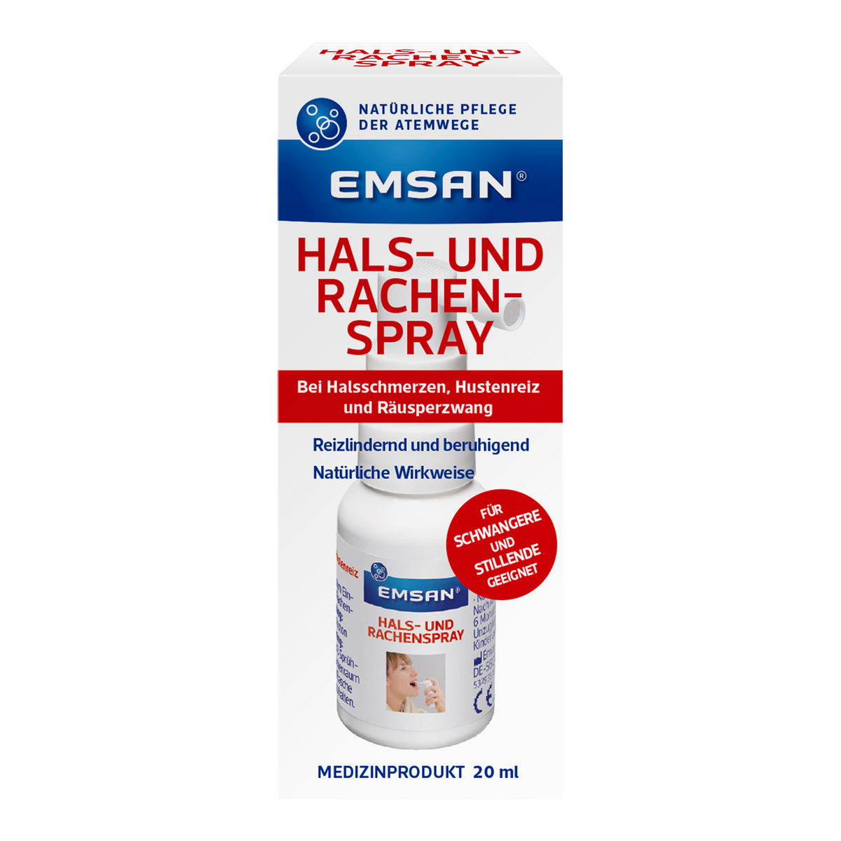 Vorderseite von EMSAN Hals- und Rachenspray