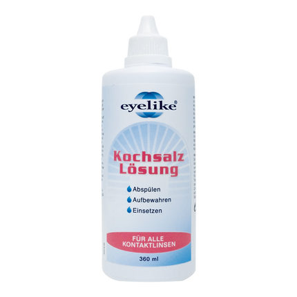 Vorderseite von eyelike Kochsalz Lösung - 360 ml
