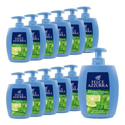 Vorderseite von Felce Azzurra Flüssigseife Antibacterial Mint&Lime