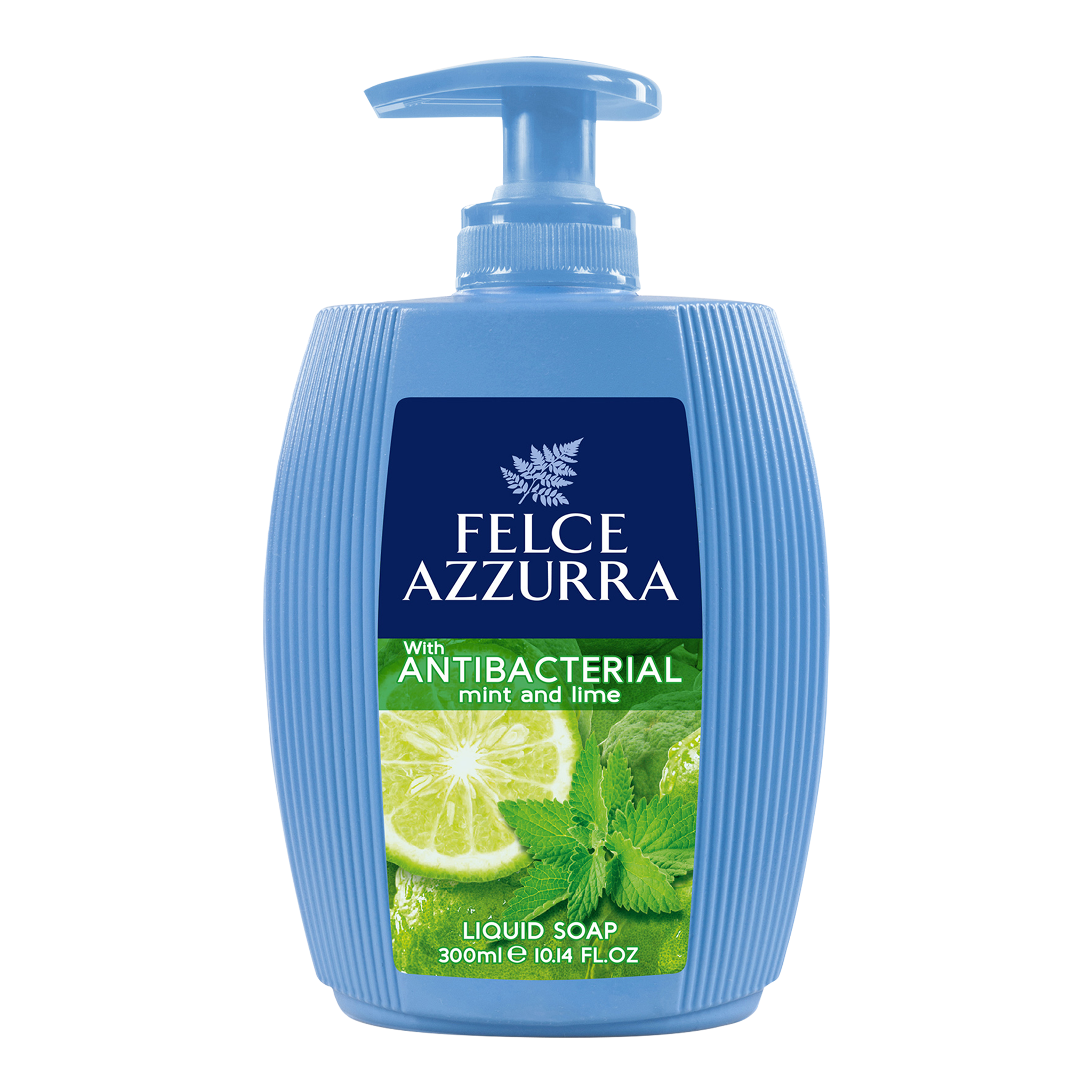 Vorderseite von Felce Azzurra Flüssigseife Antibacterial Mint&Lime