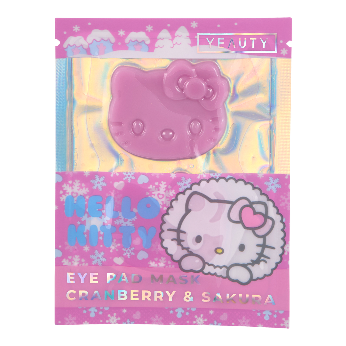 Vorderseite von YEAUTY Eye Pad Mask Hello Kitty Cozy Winter Cranberry & Sakura - 1 Paar