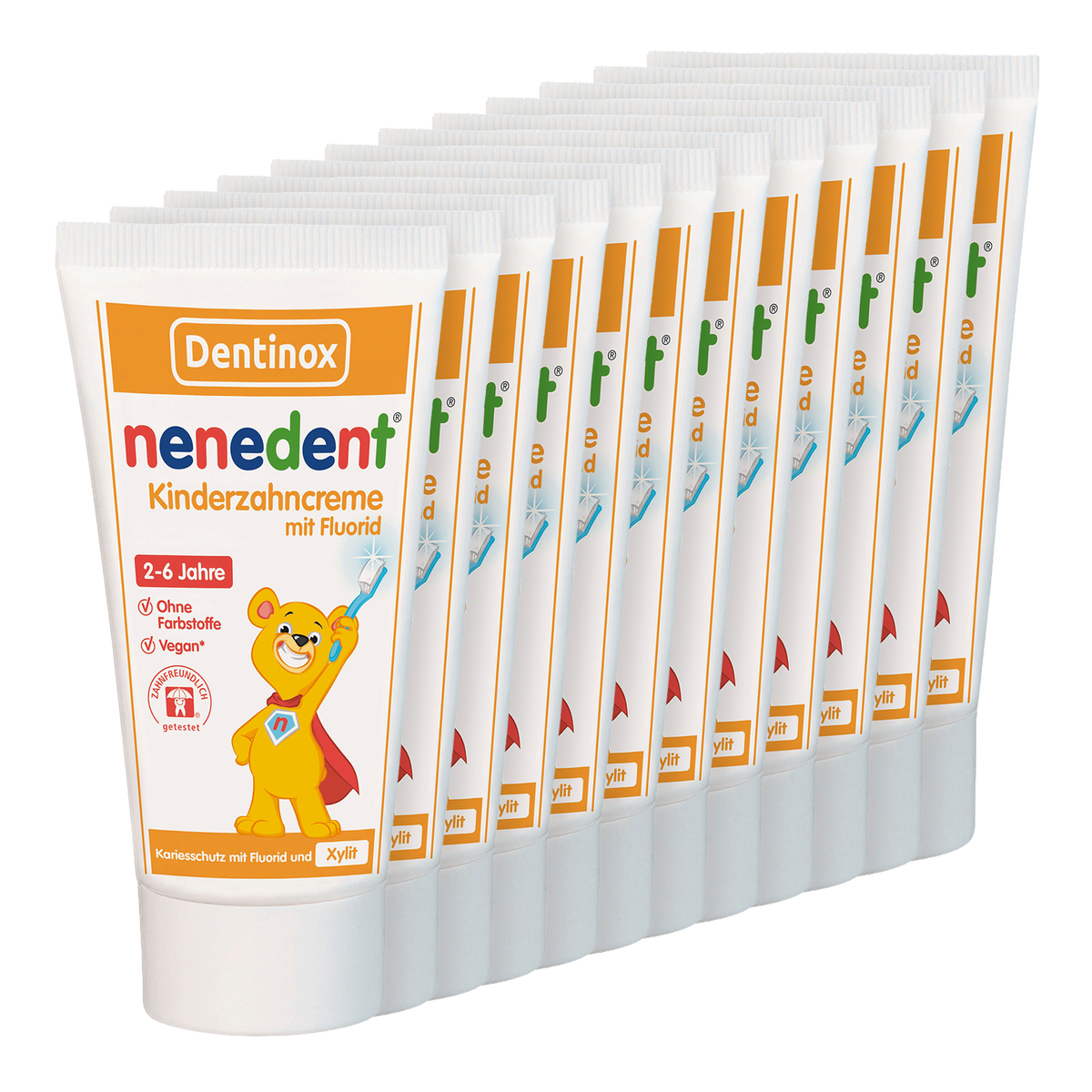 Vorderseite von nenedent® Kinderzahncreme ohne Fluorid