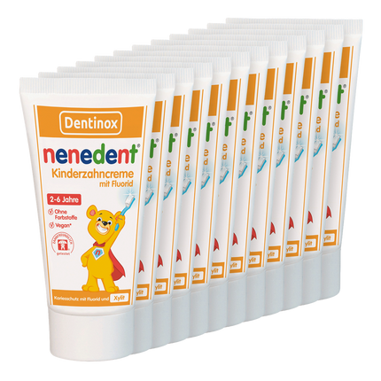 Vorderseite von nenedent® Kinderzahncreme ohne Fluorid