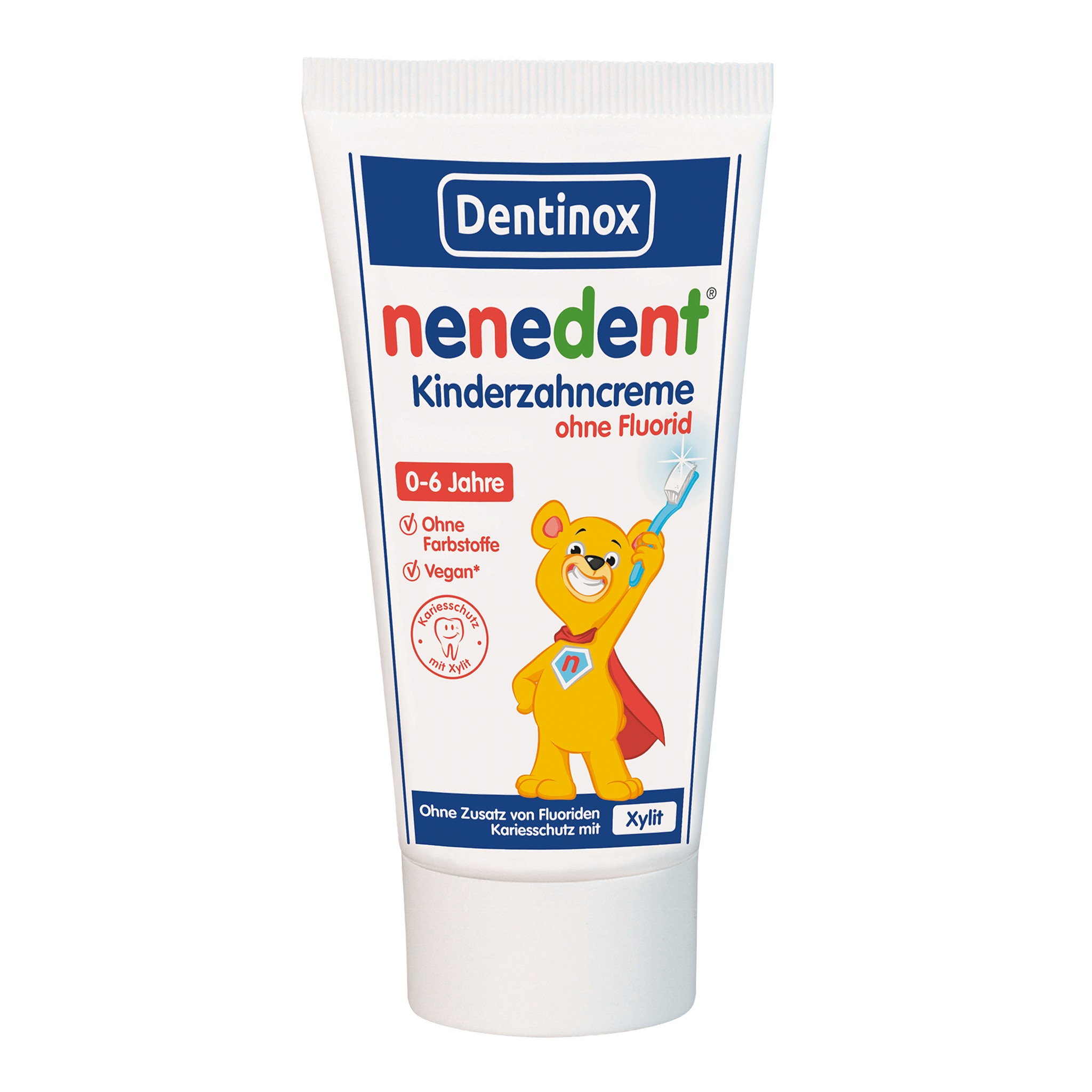 Vorderseite von nenedent® Kinderzahncreme ohne Fluorid